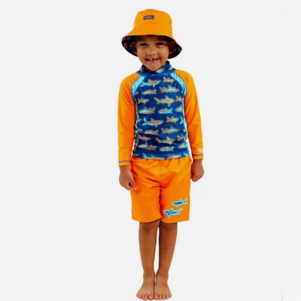 Orange and Blue Rashguard Swim Set with Sun Protection 🧴 🌴 - Picture 8 of 8